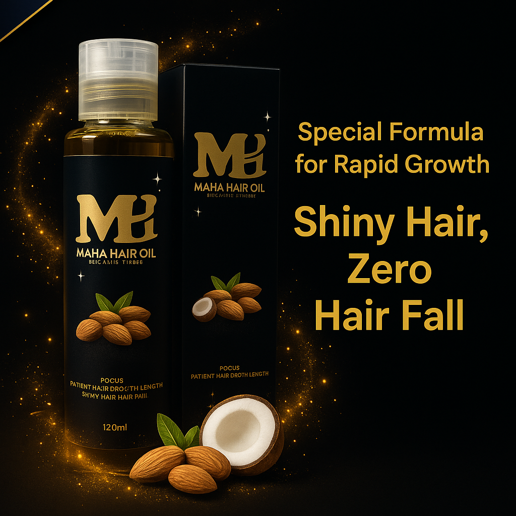 Maha Hair Oil – Organic Herbal Solution for Long, Strong & Shiny Hair (120ml)